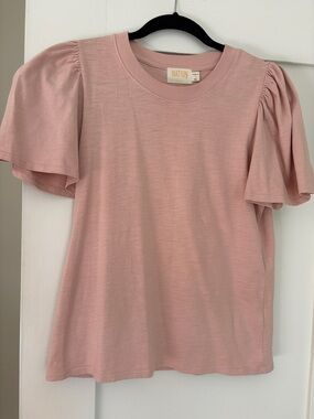 NATION LTD PinkPuff-Sleeve Cotton Tee